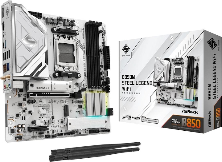 Image du produit AsRock B850M Steel Legend WiFi (AM5, AMD B850, mATX)