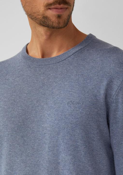 Produktbild s.Oliver Strickpullover Baumwollpullover mit Logo-Stickerei (M)