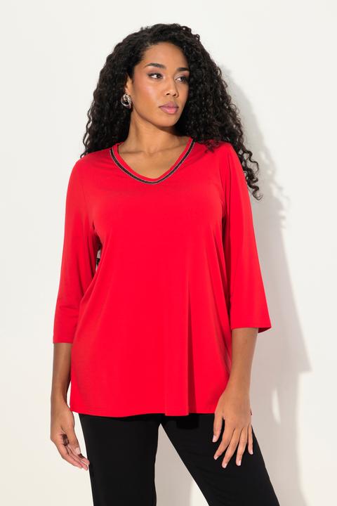 Produktbild Ulla Popken Shirt, Ziersteine, A-Linie, V-Ausschnitt, Langarm (50, 52)