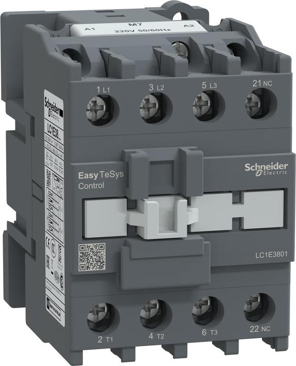 Actual product image Schneider Easy TeSys contactor 3P 38A 1NC 220V AC 50/60Hz LC1E3801M7