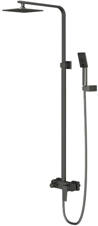 Omnires parma - doucheset met kraan, 20x20 cm, 3 stralen, grafiet
