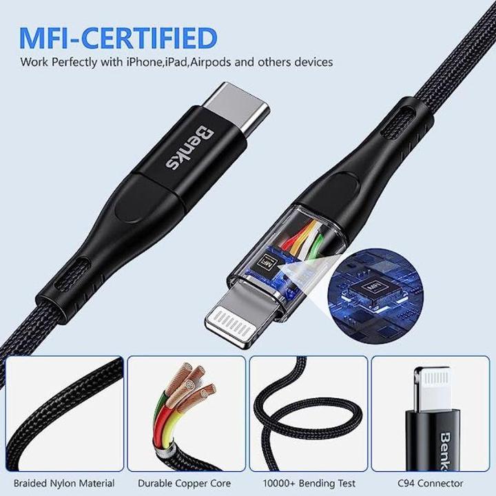 Immagine prodotto Benks Caricatore Ultimate-S Mini | Caricatore con cavo di ricarica MFI (20 W)