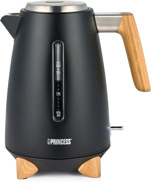 Immagine prodotto Princess 01.236061.01.001 Bollitore cordless, protezione da surriscaldamento Nero (1.70 l, Spina UE)