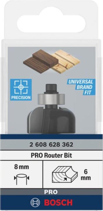 Produktbild Bosch Professional Zubehör Hohlkehlenfräser, 8 mm, R1 6 mm, D 24,7 mm, L 13 mm, G 53 mm
