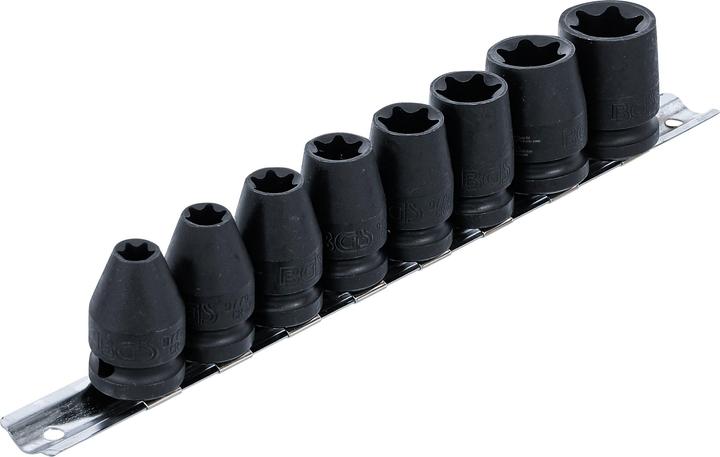 Actual product image BGS Impact Socket Set E-Star 12.5 mm (1/2") Drive E10 - E24 mm 8 pcs.
