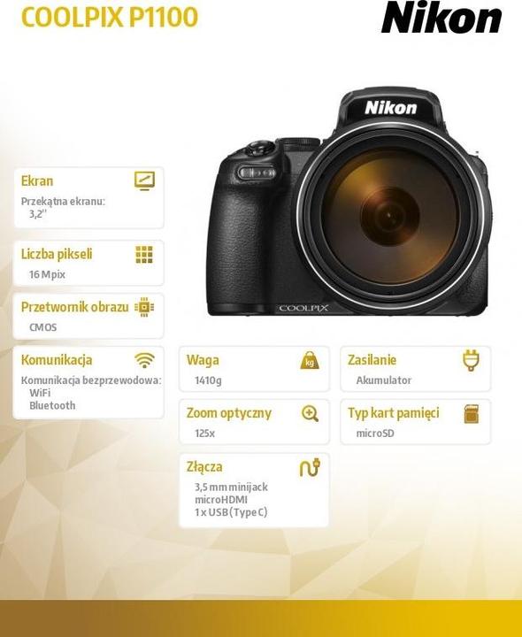Immagine prodotto Nikon Coolpix P1100 (4,3 - 539 mm, 16 Mpx, 1/2,3'')