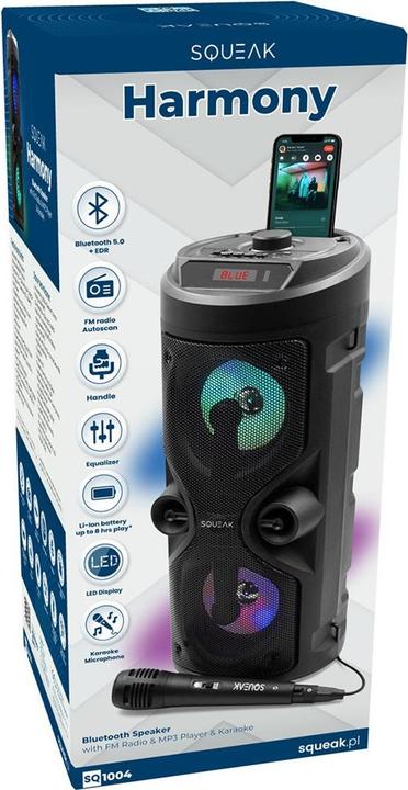 Actual product image Squeak Głośnik Karaoke Harmony Bluetooth 5.0 Radio Fm Microsd Aux USB Sq1004 (8 h)