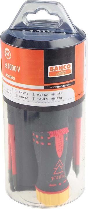Produktbild Bahco Isolierter Knarren-Schraubendreher mit Austauschklingen-Satz für Schlitz- und Pozidriv-Schrauben - (Schlitz)
