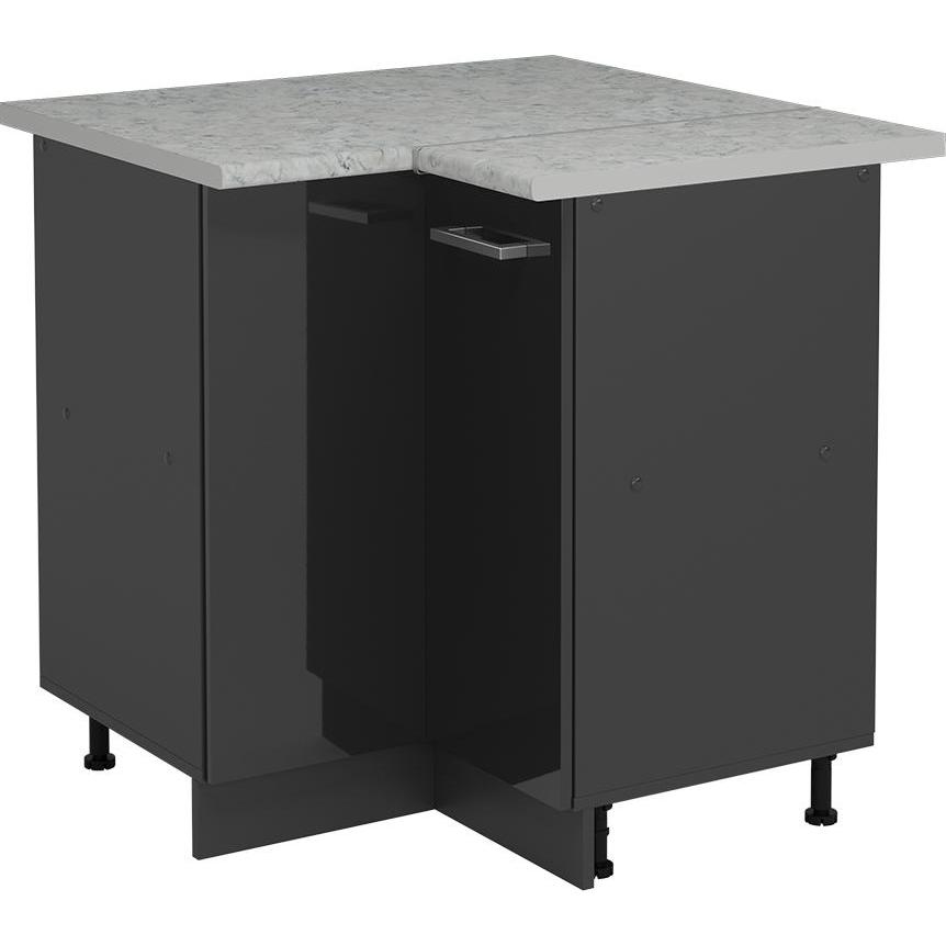 Vicco, Regal, Eckunterschrank R-Line, Anthrazit Hochglanz/Anthrazit, 75.6 cm AP Marmor