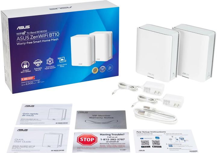 Actual product image ASUS Router WiFi 7 AiMesh ZenWiFi BT10 3 pcs White