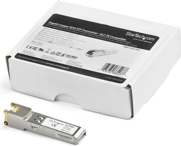 Actual product image StarTech GLCTEST SFP Transceiver Module (1000BASE-T, Copper, Cisco GLC-TE compatible SFP-