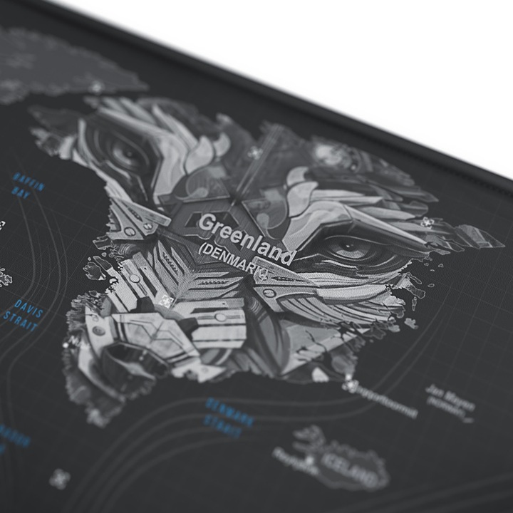 Actual product image Titanwolf Gaming mouse pad XXL, smooth fabric, speed mouse mat, 900 x 400mm surface, globe (XXL)