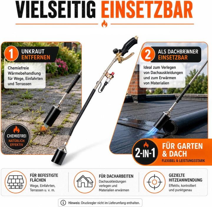 Produktbild Wiltec Unkrautbrenner Piezo Zünder bis 1850°C Abflammgerät Unkrautvernichter