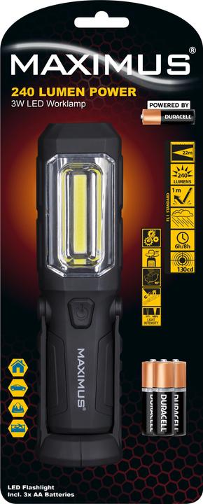 Produktbild Duracell MAXIMUS LED Worklamp M-WKL-012-DU 3W+1W 240+60lm 3xAA Powered by (240 lm)