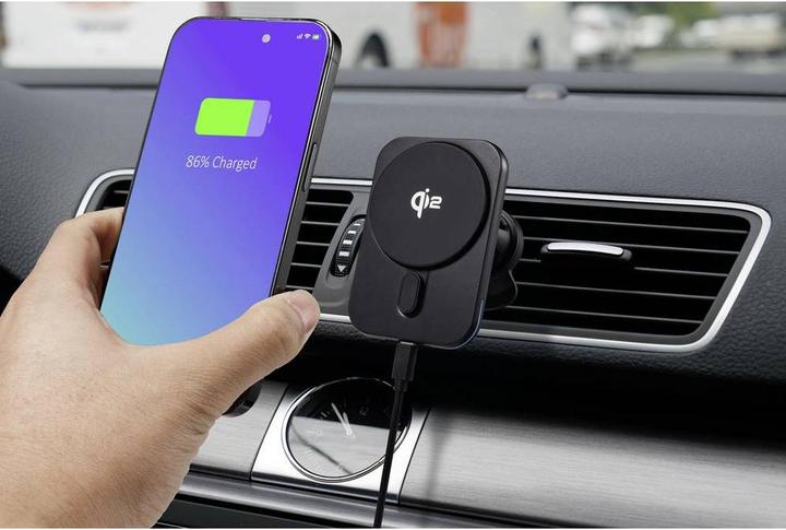 Actual product image Renkforce RF-Qi2WCar-01 Handy Ladegerät USB-C® Für Qi kompatible Geräte, Inkl. L (15 W)