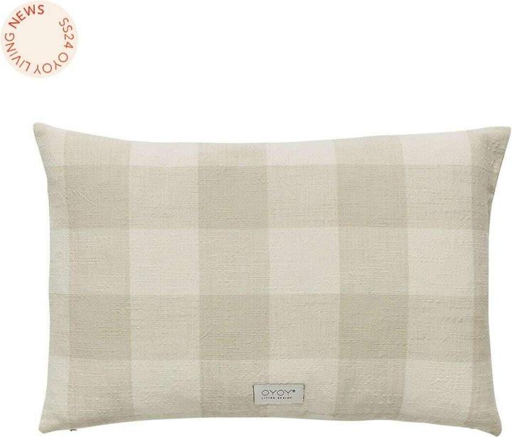 OYOY Living Kissenbezug Chess Long 60 x 40 cm, Beige/Weiss