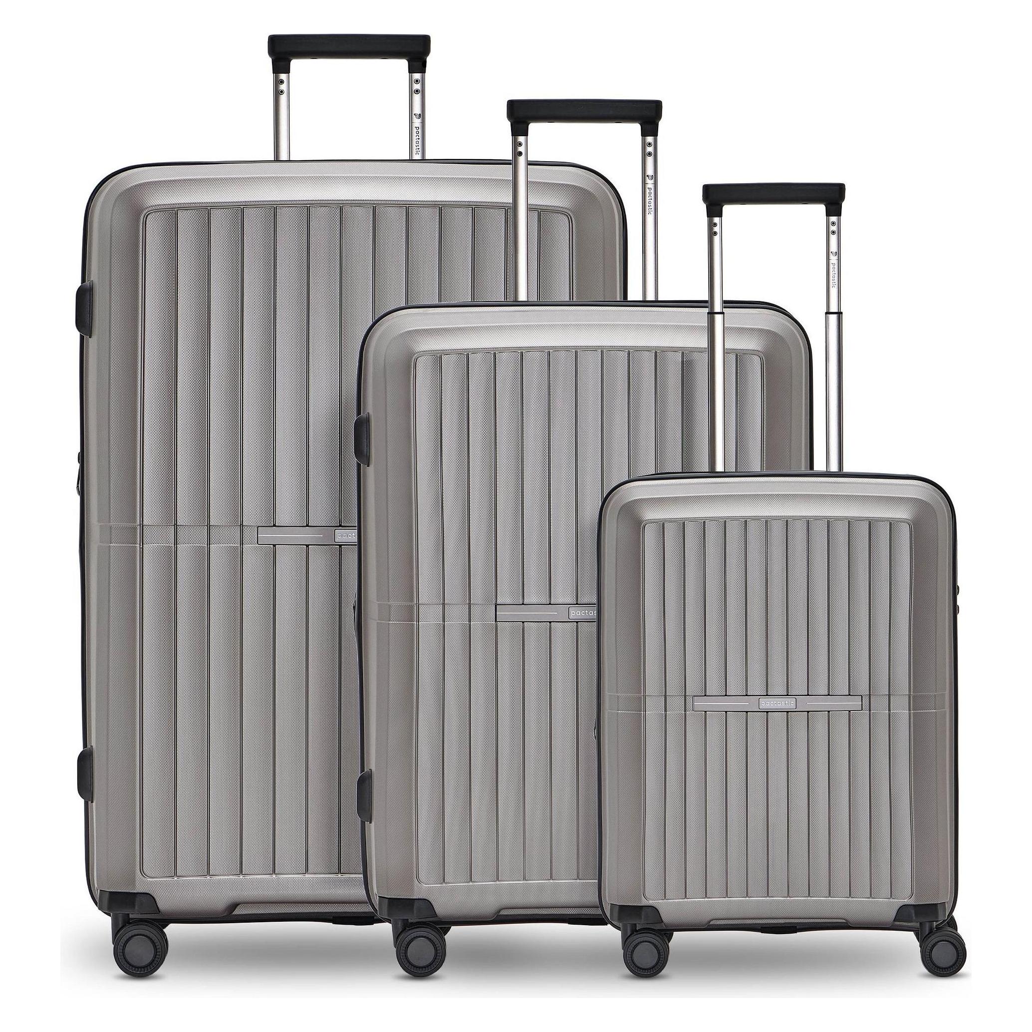 Pactastic, Koffer, Collection 01 4-Rollen Kofferset 3tlg. Mit Dehnfalte, Grau, (221 l)