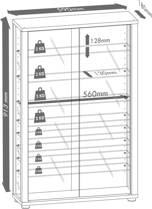 Immagine prodotto VCM Collezione Vetrina a muro Legno Vetro Vitrosa Mini Specchio (59 x 18 x 91 cm)