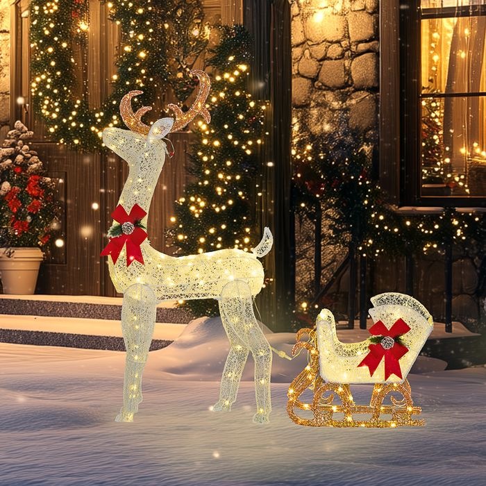 Actual product image Swisshandel24 LED Rentier und Schlitten Weihnachtsdeko mit 170 Lichtern für Indoor, Outdoor