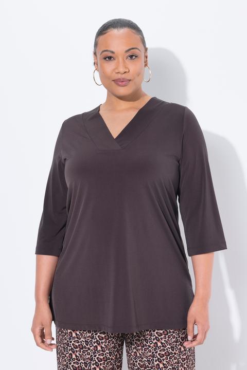 Produktbild Ulla Popken Longshirt, A-Linie, V-Ausschnitt, 3/4-Ärmel (56)