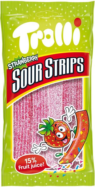 Produktbild Trolli Gummibonbons Strawberry Sour Strips 85 g (1 Stk., 85 g)