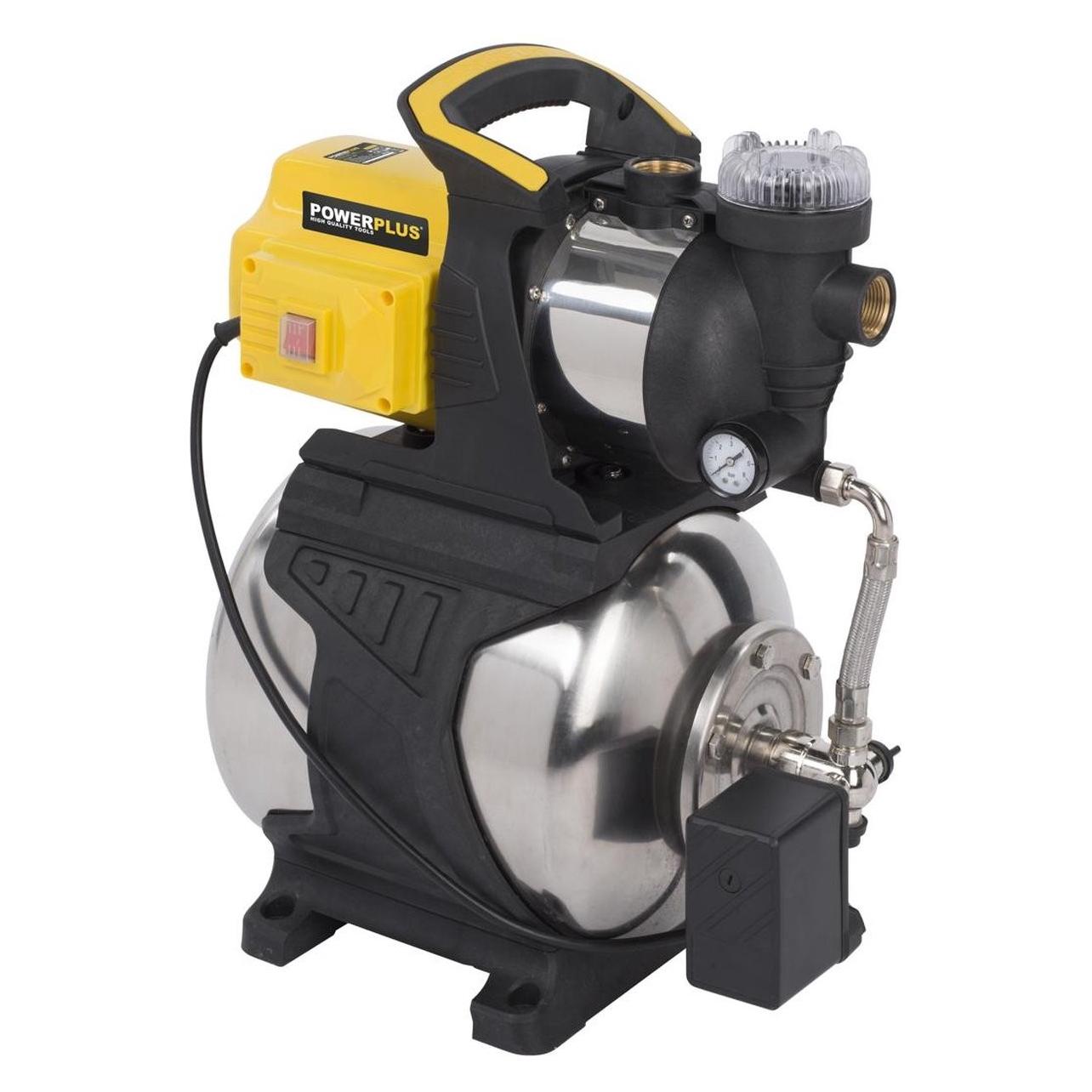 Powerplus, Waterpomp, Drukpomp 1000W 19L - Roestvrij Stalen Ring - Platte (Pomp Voor Huishoudelijk Water)