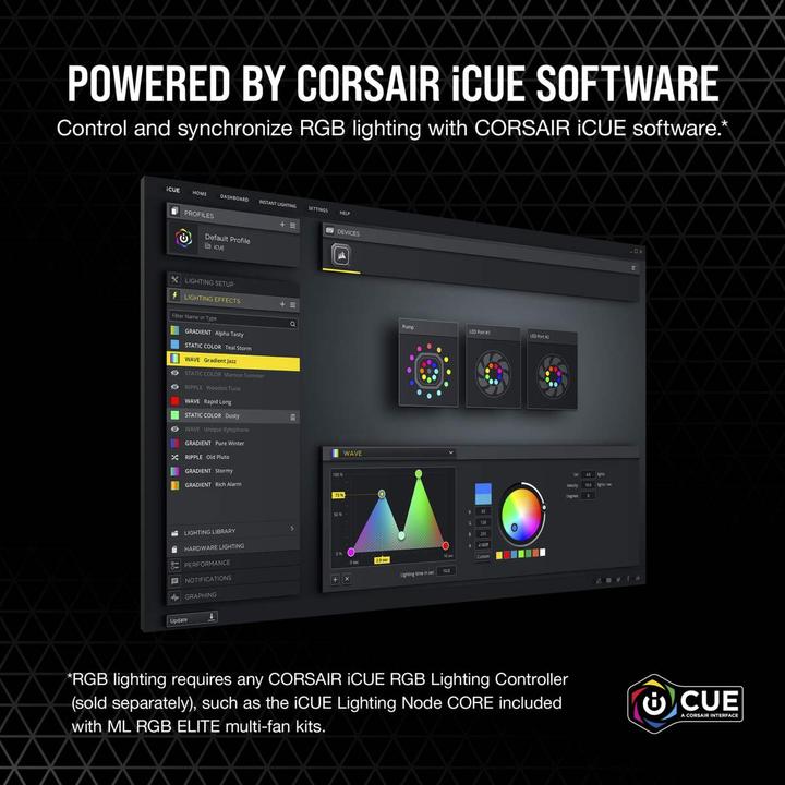 Actual product image Corsair ML140 RGB ELITE (140 mm, 1 x)