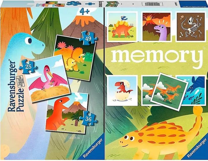 Produktbild Ravensburger 20986 Memory® + 3 Dinosaur Puzzles for 3+ Years (25 Teile)