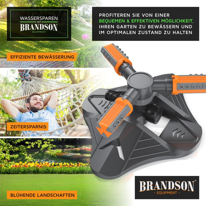 Image du produit Brandson Arroseur circulaire, arroseur 360°, 3 bras, arroseur de jardin, système d'arrosage, compatible (Arroseur circulaire)