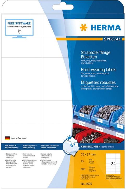 Produktbild HERMA Wetterfeste Adressetiketten A4