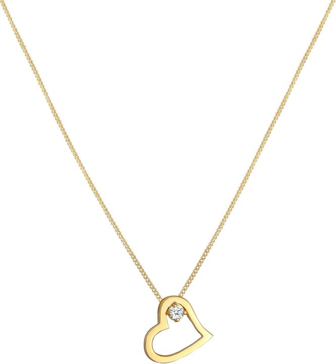 Actual product image Elli DIAMONDS Necklace Ladies Heart Linked with Diamond 003ct in 585 Yellow Gold Diamond (585 yellow gold, 45 cm)