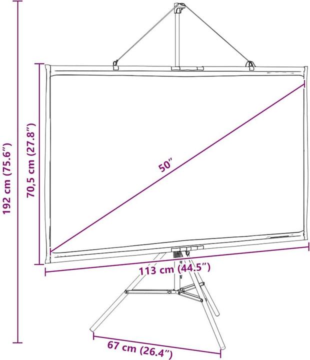 Produktbild VidaXL Beamer Leinwand mit Stativ 50 Zoll 16:9 Projektionswand Leinwand (50", 16:9)