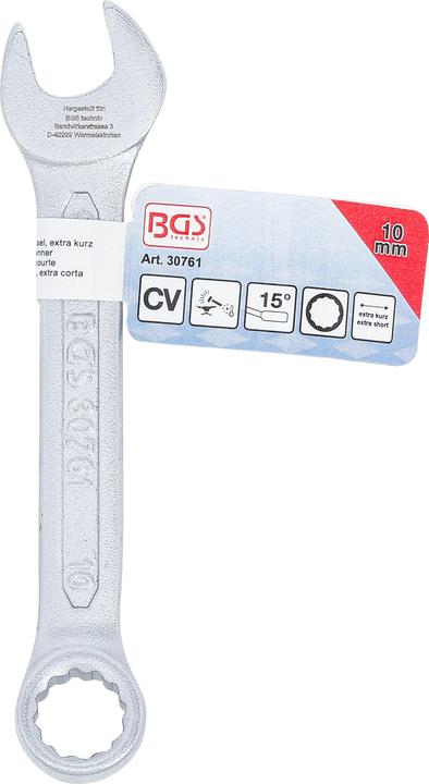 Produktbild BGS Maul-Ringschlüssel, extra kurz SW 10 mm (10 mm)