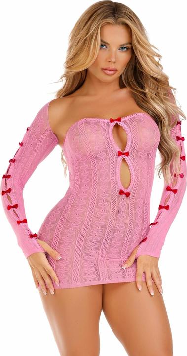 Leg Avenue Dress Heart & Bows Pink One Size Fits All (One size)