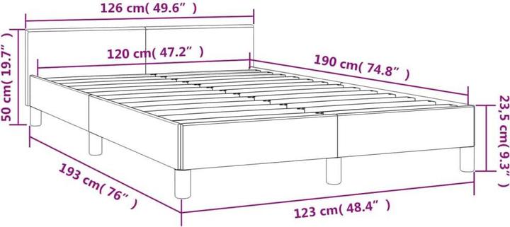 Produktbild vidaXL Bettgestell mit Kopfteil Samt (120 x 190 cm)
