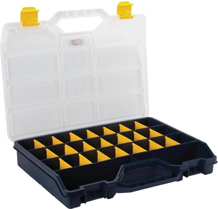 Produktbild Raaco Sortimentskasten B388xT290xH61mm max. 25 Fächer 21 lose Trennwände transparent schwarz
