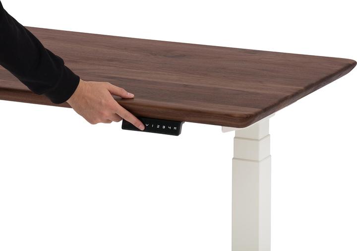 Image du produit Oakywood Bureau debout table en bois réglable en hauteur - bois massif - Noyer / 160x80 / Blanc - (160 x 80 cm)