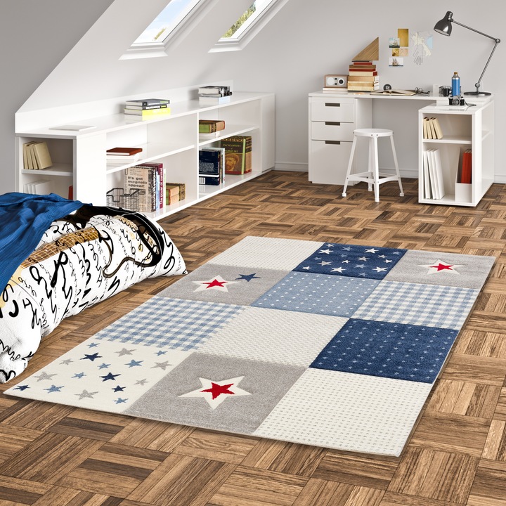 Immagine prodotto Pergamon Tappeto per bambini Maui Kids Check Stars (200 x 290 cm)