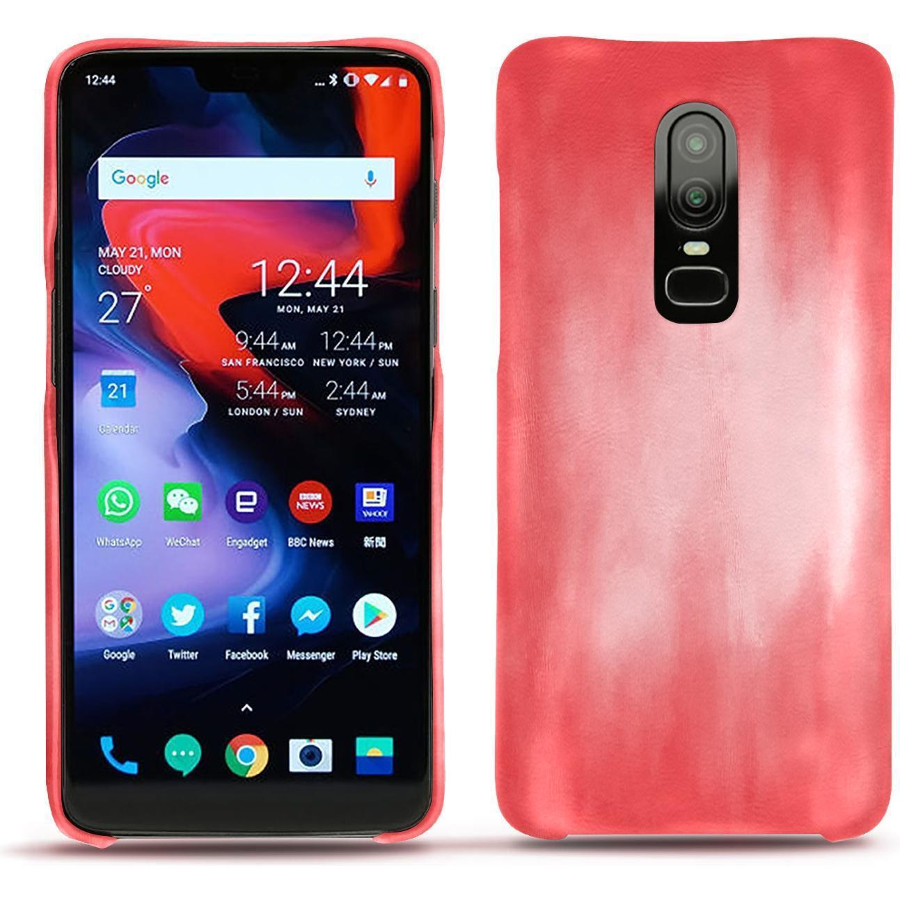 Noreve Lederschutzhülle (OnePlus 6), Smartphone Hülle, Rosa