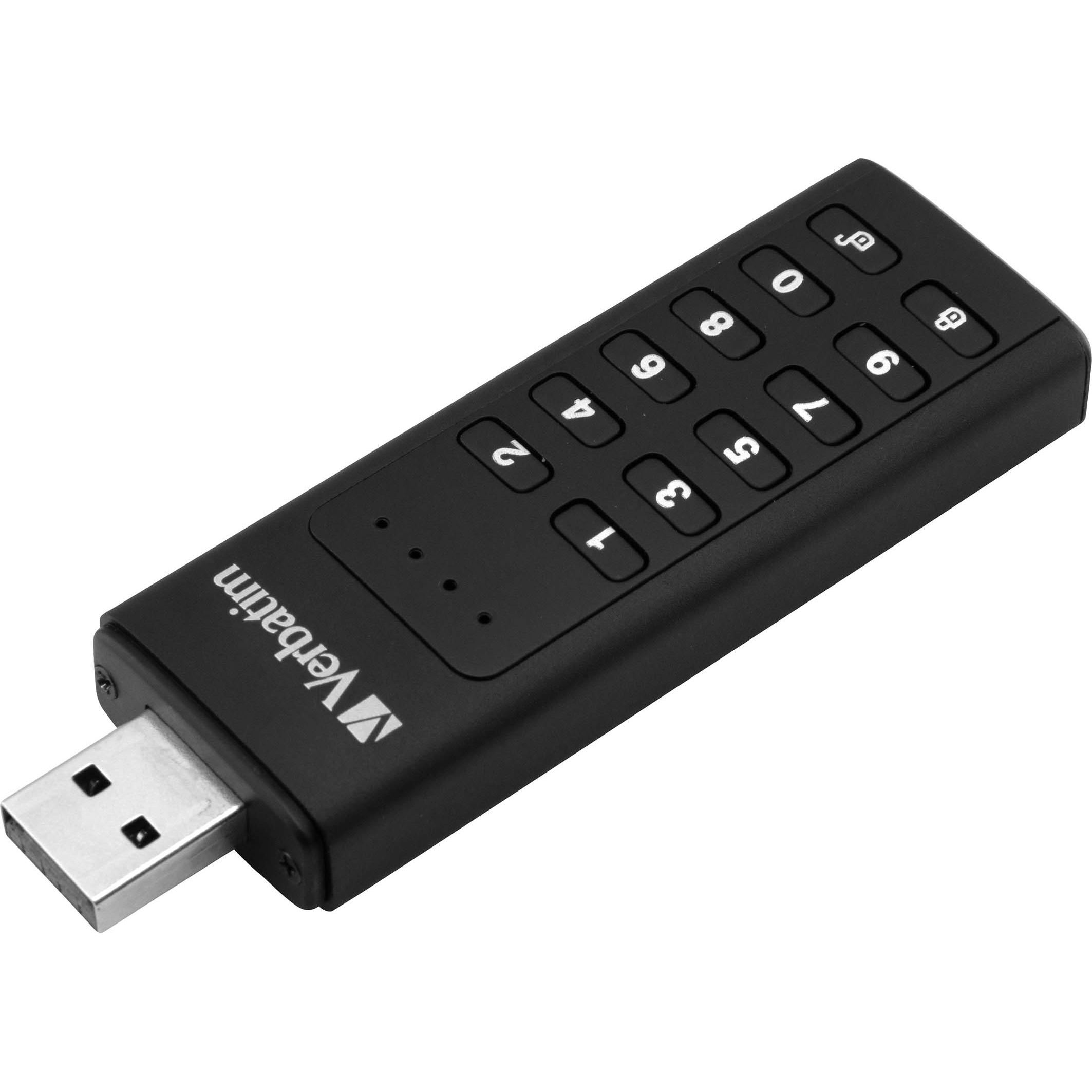 Verbatim Keypad Secure (32 GB, USB 3.1, USB-A), USB Stick, Schwarz