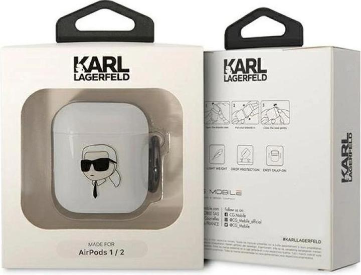Produktbild Karl Lagerfeld KLA2HNIKTCT AirPods 1/2 cover transparent Karl's Head (Kopfhörer Hülle)