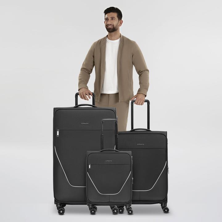 Actual product image Stratic taska 4-wheel suitcase set, 3 pieces, with stretch fold (233 l)
