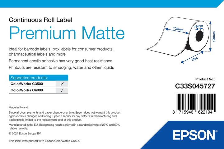 Produktbild Epson Premium Matte Label (102 mm)