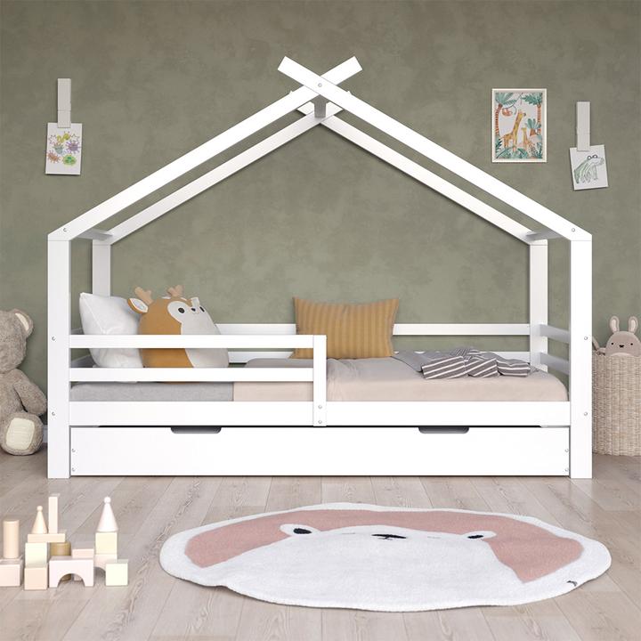 Produktbild VitaliSpa Hausbett Luni, Weiss, 200 x 90 cm mit Gästebett und Matratze (200 x 90 cm)