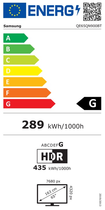 Energie-Label Samsung QE65QN900BT (65", QN900B, NeoQLED, 8K, 2022)