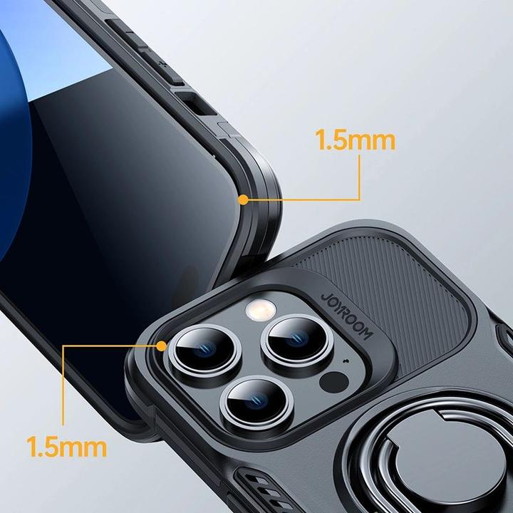 Actual product image Joyroom Dual Hinge case for iPhone 14 Pro armored case with a stand and a ring holder black (Apple iPhone 14 Pro)