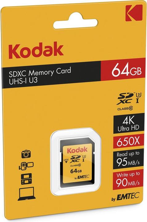 Immagine prodotto Kodak SDXC 64GB Class10 U3 (64 GB, SDXC, U3, UHS-I)