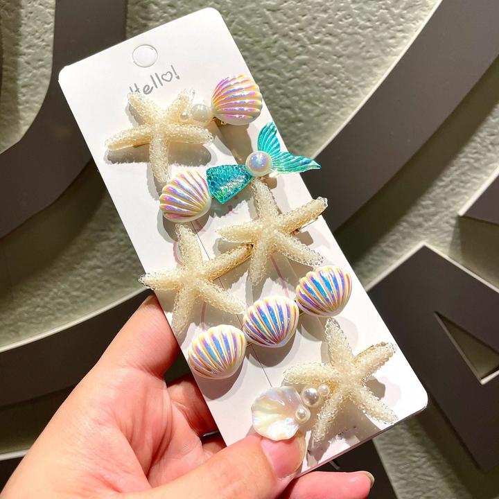 Produktbild Activity Board Cute Candy Color Shell Mermaid Sugar Starfish Hair Clip Bangs Clip High-End Side Clip Hairpin