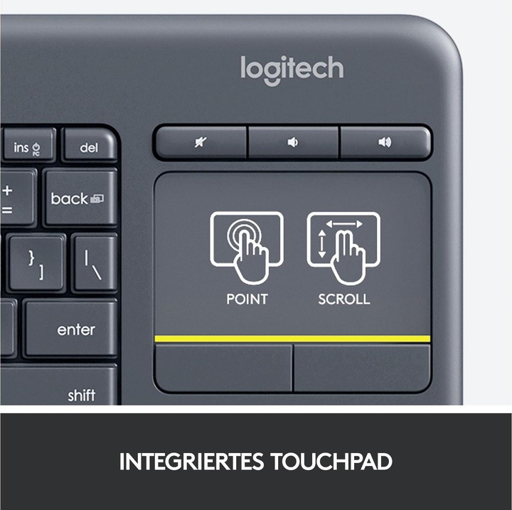 Actual product image Logitech K400 Plus (Eng. Int., Wireless)