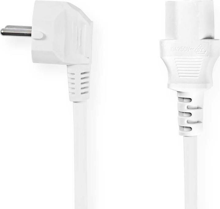 Nedis Stromkabel | Schutzkontaktstecker | IEC-320-C13 | Abgewinkelt | Gerade | Vernickelt | 2.00 m | (2 m)